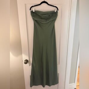 Abercrombie & Fitch Strapless Olive Green Maxi Dress